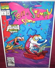 REN & STIMPY SHOW #1 MARVEL COMIC 1992 WITH REN SCRATCH & SNIFF CARD VF