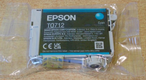GENUINE EPSON T0712 TO712 Cyan (blue) cartridge ORIGINAL CHEETAH new sealed ink - Picture 2 of 5