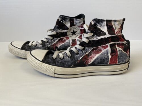 Converse high top hi top GRAFFITI GB UK UNION JACK FLAG SHOES Unisex UK 8 & 10 - Picture 6 of 6
