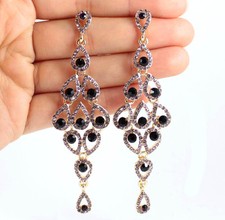 DROPS AUSTRIAN CRYSTAL RHINESTONE PURPLE CHANDELIER DANGLE EARRINGS E2088P