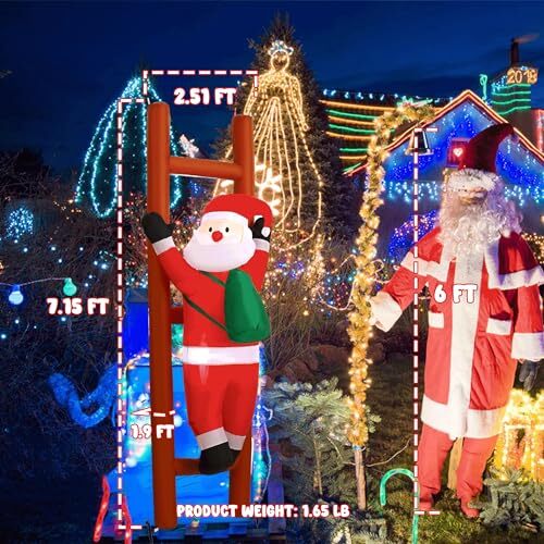 6FT Hanging Christmas Inflatables Decorations, Inflatable Santa Claus