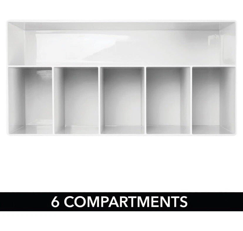 mDesign Cosmetic Organiser — Open-Top Bathroom Tidy Organiser 6 Compartment - Image 3 of 4
