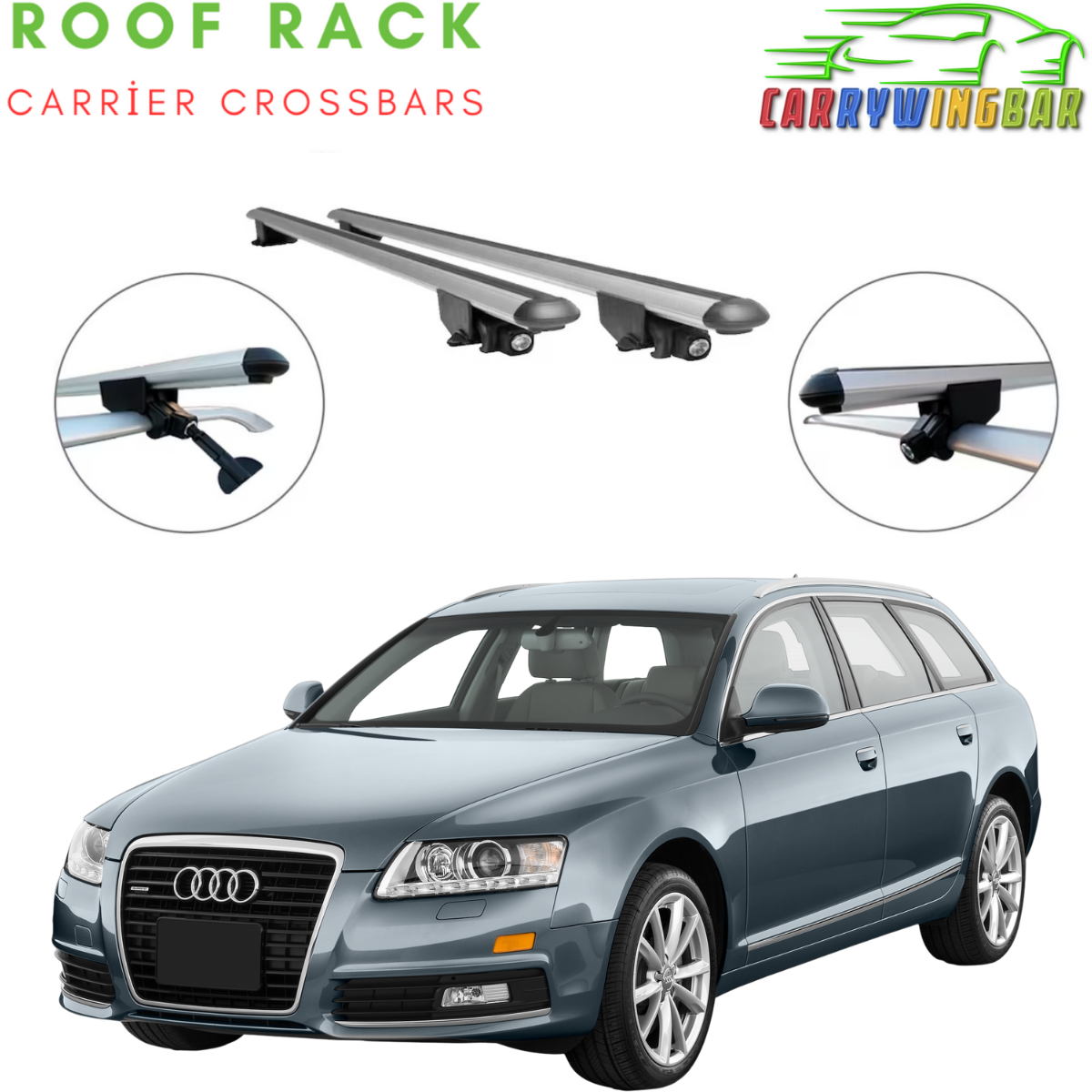 Fits Audi A6 C7 Avant 2012-2018 Roof Rack Cross Bars Silver Color