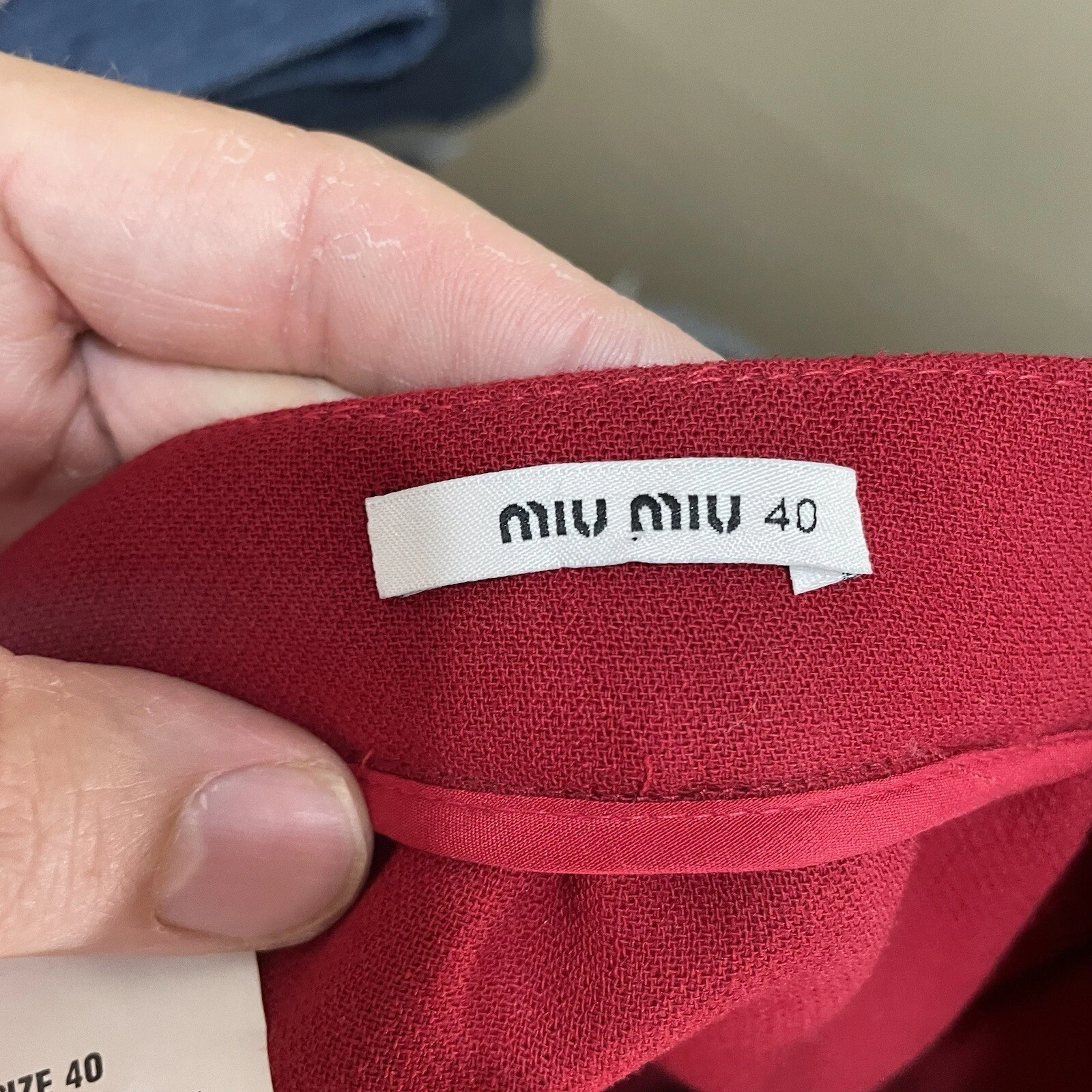 Gonna Miu Miu rossa utility 2 tasche linea A taglia EU 40 26 vita