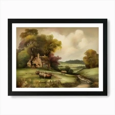 Printable Wall Art, Vintage Landsca Framed Wall Art Poster Canvas Print Picture