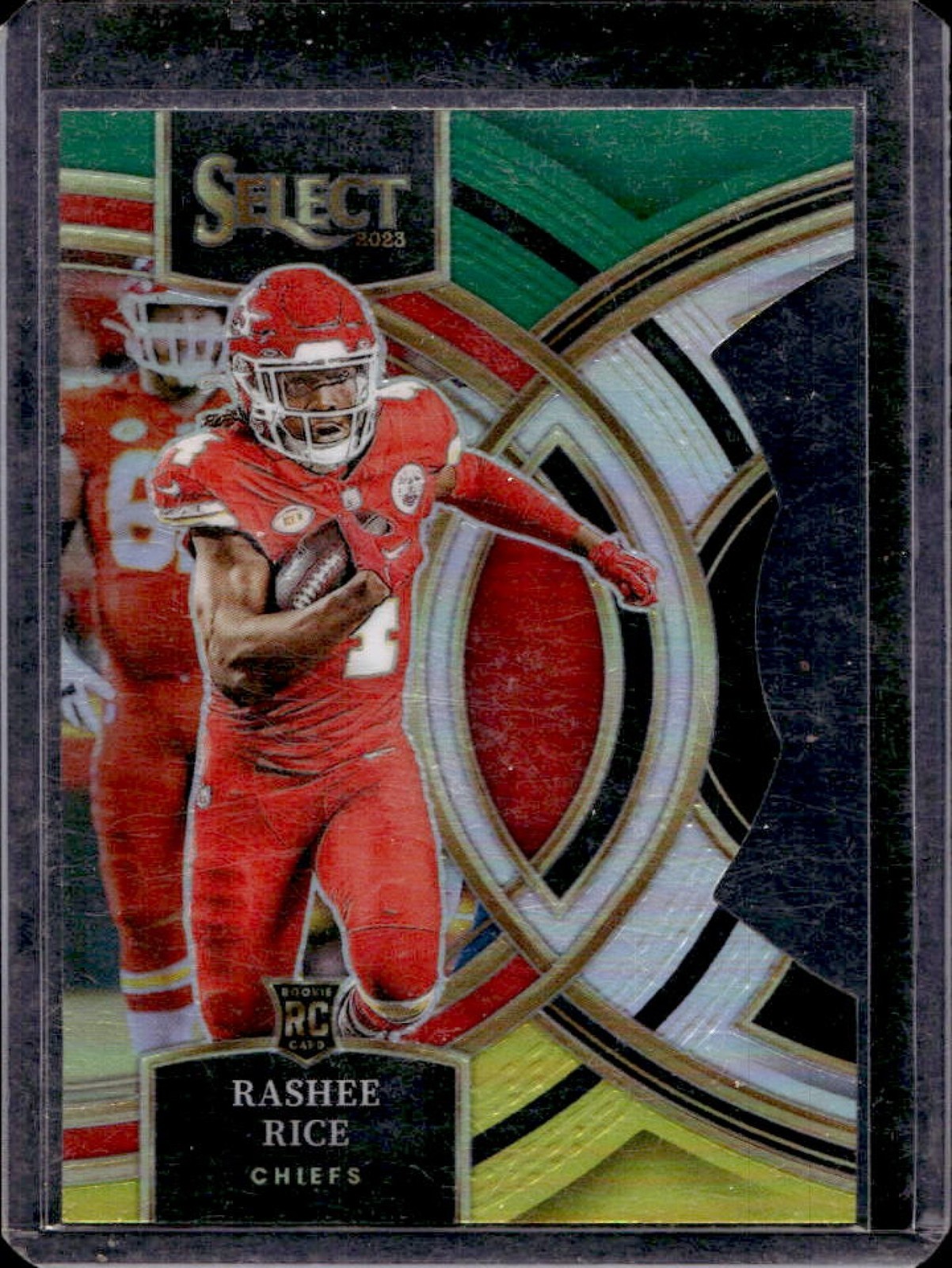 2023 Select Rashee Rice RC Green and Yellow Prizm Die Cut Premier Level #132