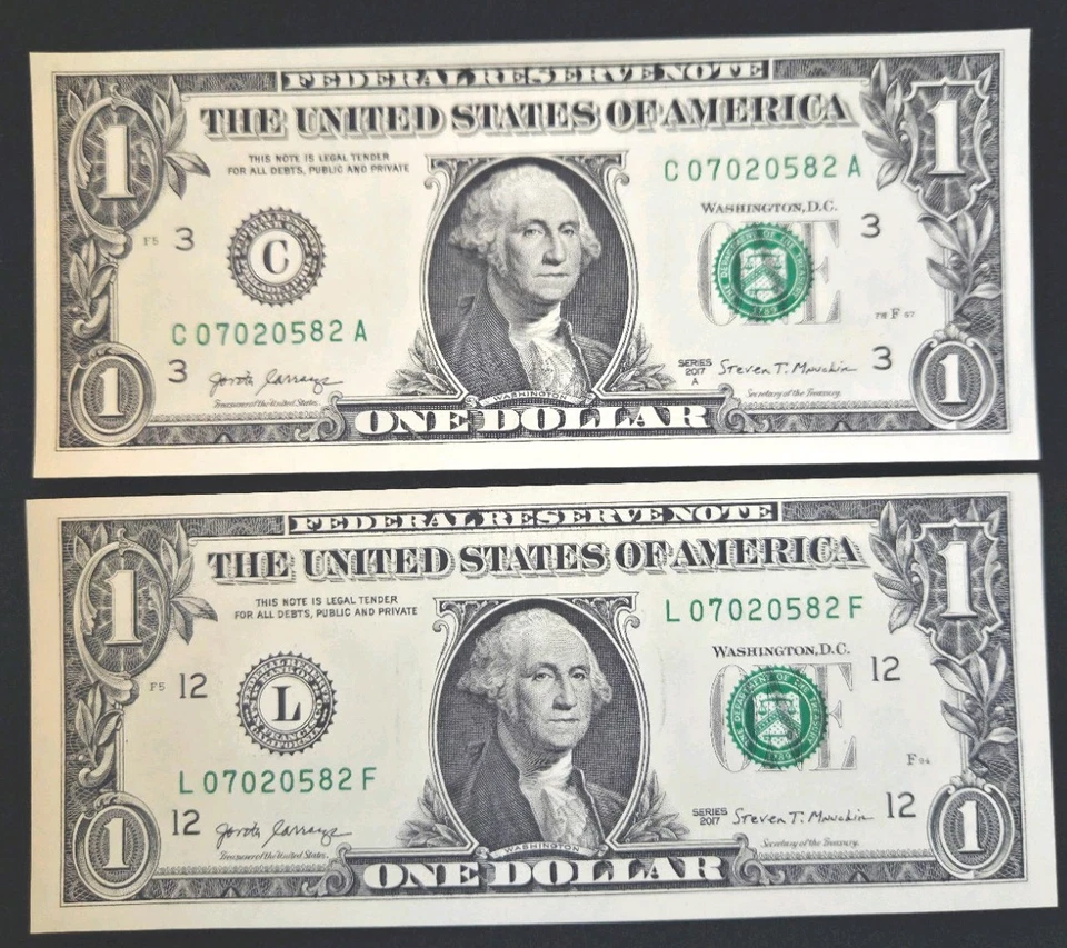 Same Matching Serial Number $1 Bill. Duplicate Serial Number. Unique Dollar. - Image 2 of 4
