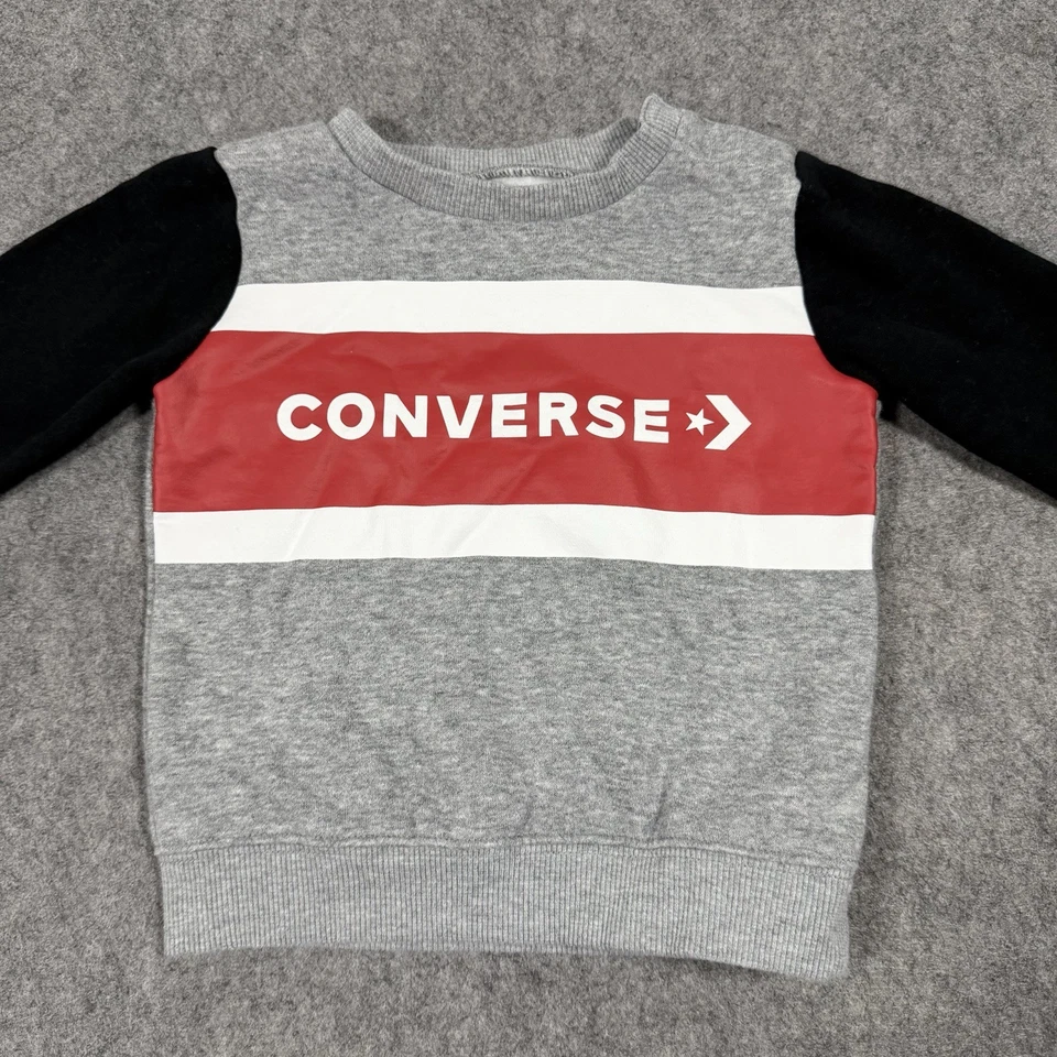 Suéter Pullover Converse Cuello Redondo Manga Larga Bebé/Niño Pequeño Talla 12 Meses Gris Foto 2 de 4