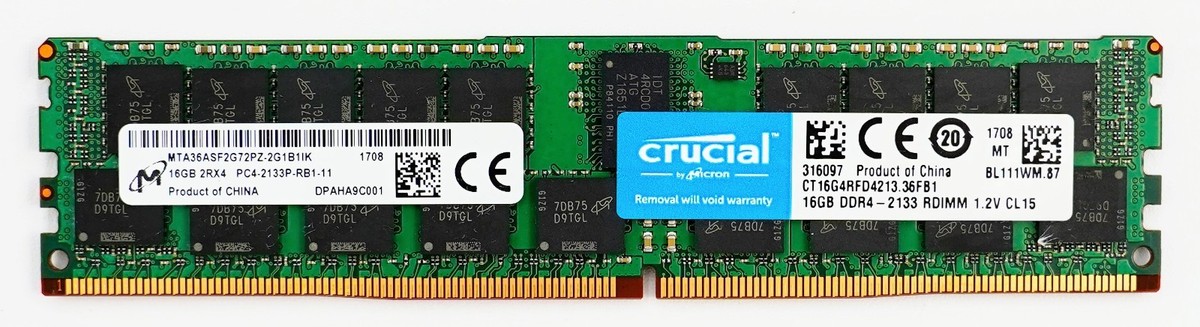 Crucial Micron 16GB DDR4 2133MHz 2Rx4 ECC RDIMM Server RAM