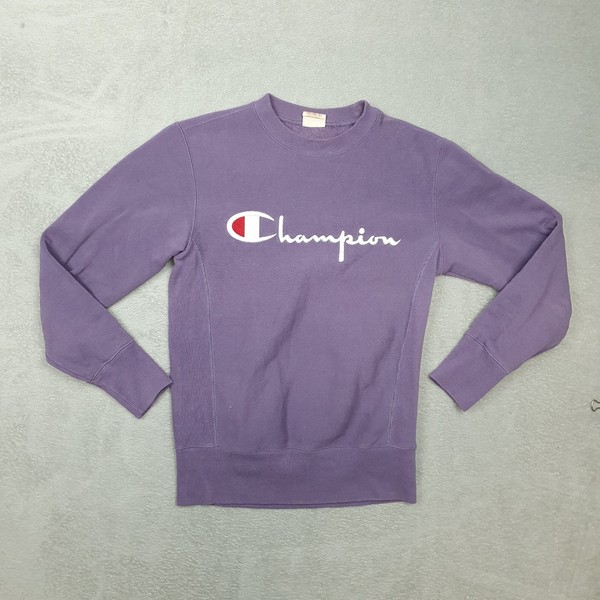 Champion Sweatshirt Jumper Women XS Extra Small Crew Neck Long Sleeve Purple