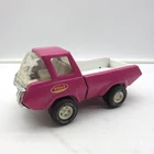 Vintage 1970s Tonka Pink Pickup Truck Pressed Steel Toy White Interior VG+