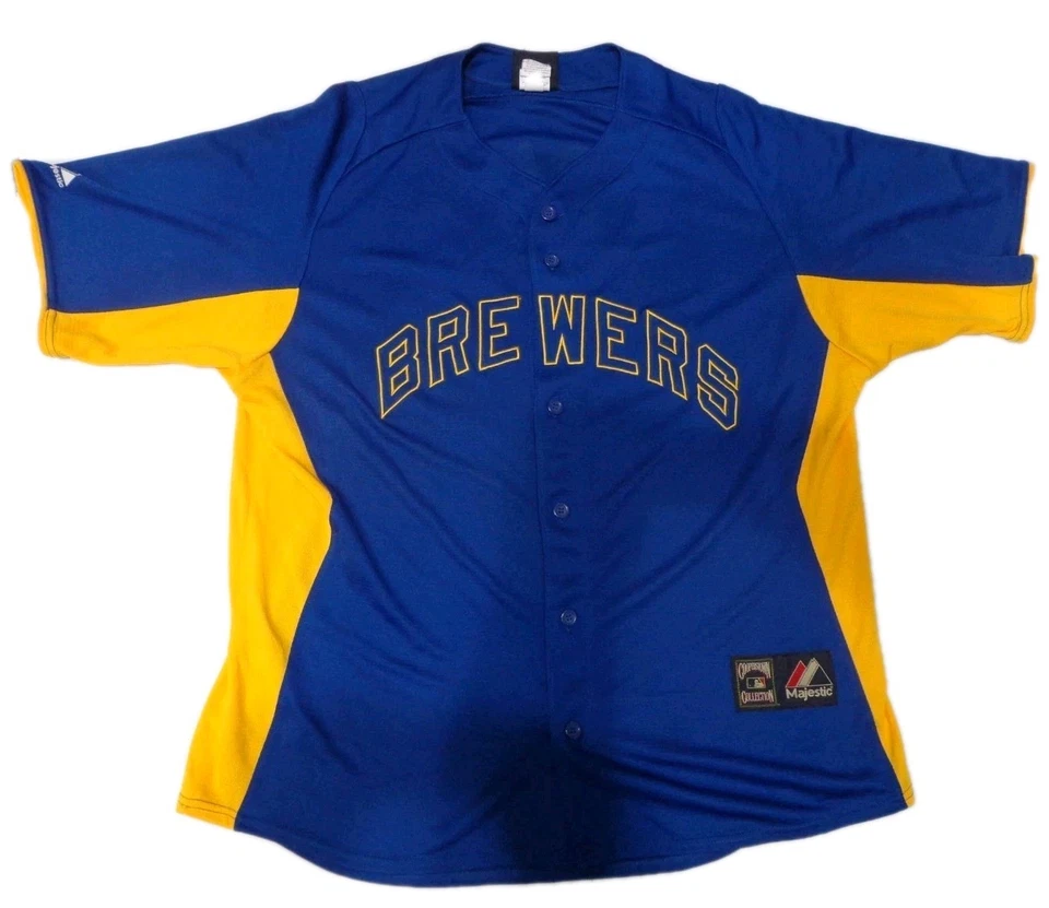 Camiseta majestuosa de los Milwaukee Brewers Ryan Braun #8 - azul/dorado (talla XL) para hombre Foto 3 de 4