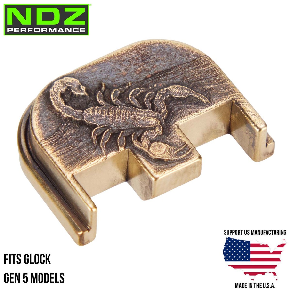 NDZ Brass Glock Gen 5 17 19 23 26 45 47 Slide Cover Back Plate 3D
