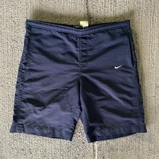 Vintage Y2K Nike Embroidered Swoosh Swim Shorts Size L Men s Navy Blue Trunks