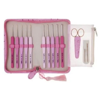 Japan NEU ETIMO Rose Häkel & Spitze Nadel Set mit Kissen Griff Tulpe TEL001
