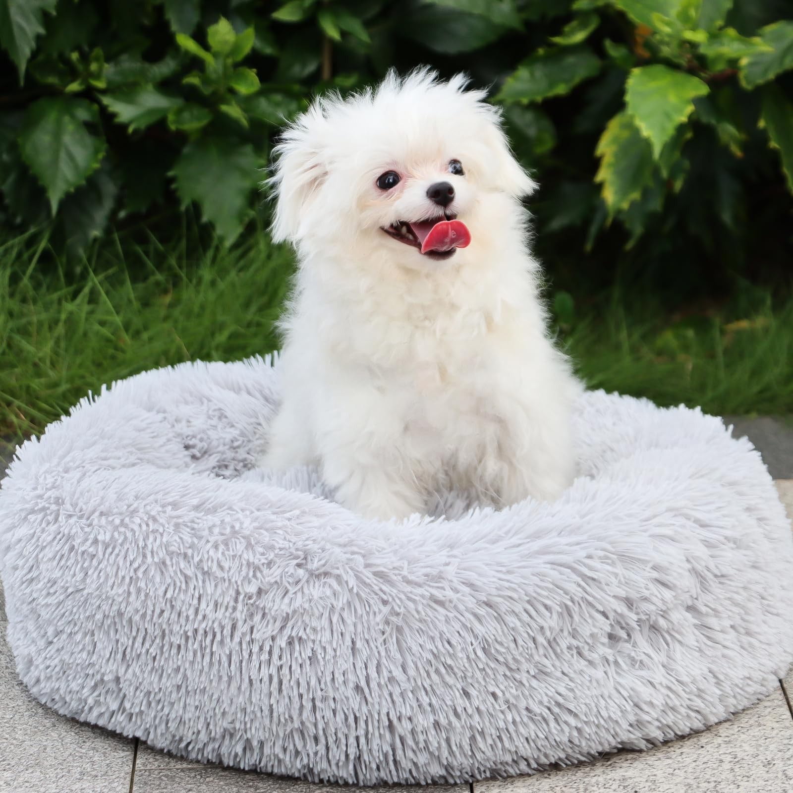 Coussin chien rond et moelleux 70cm avec rebord apaisant orthopédique