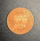 1880 India British 1/4 Anna Copper Coin — photo 2