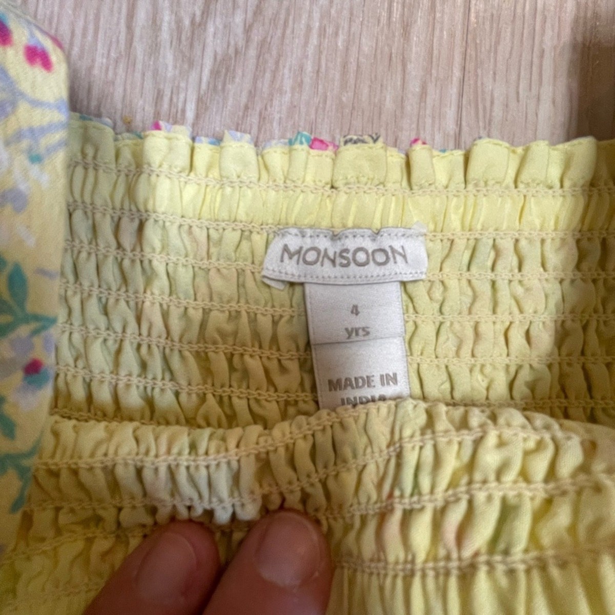 ASO Princess Charlotte Monsoon London Ditsy print shirred dress yellow  girl’s