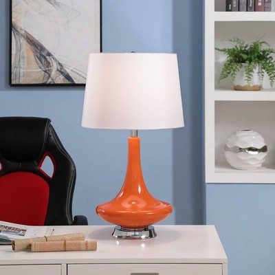 Stylecraft Genie Bottle 26'' Mid-Century Modern Red-Orange Glass Lamp