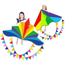 Large Rainbow Delta Kite for Kids  Adults,Single Line Beach Kite for Kids Ag...