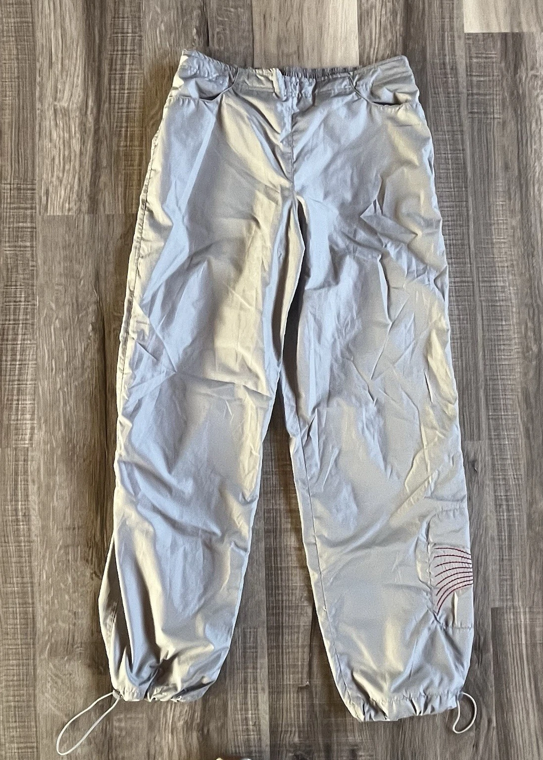 Vintage Nike Windbreaker Pants Womens Medium 8-10 Gray Mesh Lined Bottom Pocket
