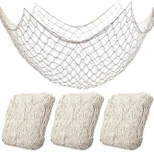 Fish Net Decorations for Party, 2mm Natural Cotton Hawaiian Party Fish Net De...