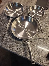 Set Of 3 Brand New  Chef mate Stainless Steel Frying Pans