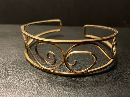 Antique Van Dell 1/20 12K Gold Filled Bangle Bracelet Filigree Swirls Scroll