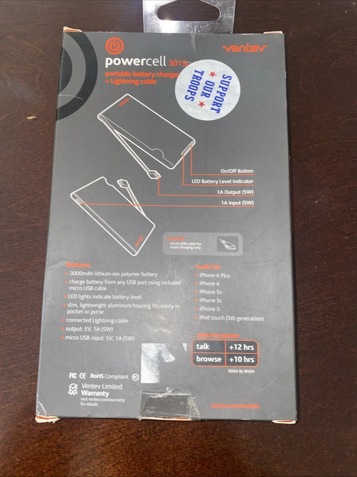 Powercell Portable 3000mAh Battery Charger iPhones 8, 9, 10, 11 iPad - Image 2 of 2