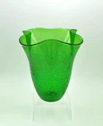 Vintage Blenko Crackle Glass Vase - #404S - 1958 Jade Green