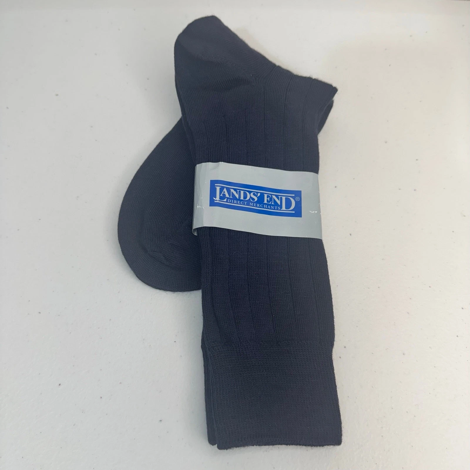 Land’s End Merino Wool Hand Looped Seamless Toe Black Dress Socks Men’s Medium