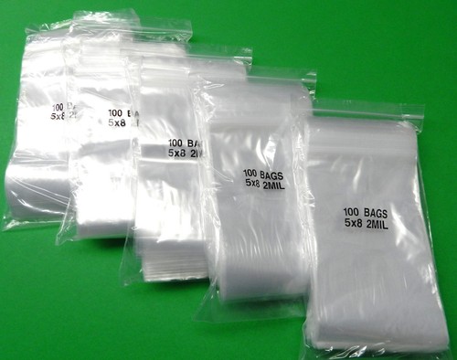 500 Reclosable 5x8 Clear 2Mil Poly Squeeze Lock Plastic Bag 5 x 8" 2 mil 500pc - Picture 6 of 6