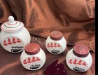 Vintage Anchor Hocking MILK GLASS GREASE PEPPER FLOUR SUGAR Canisters