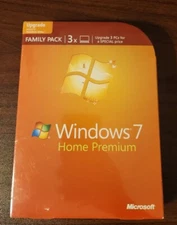 Microsoft Windows 7 Home Premium Upgrade Family Pack For 3 PCs 32 & 64 Bit DVD 