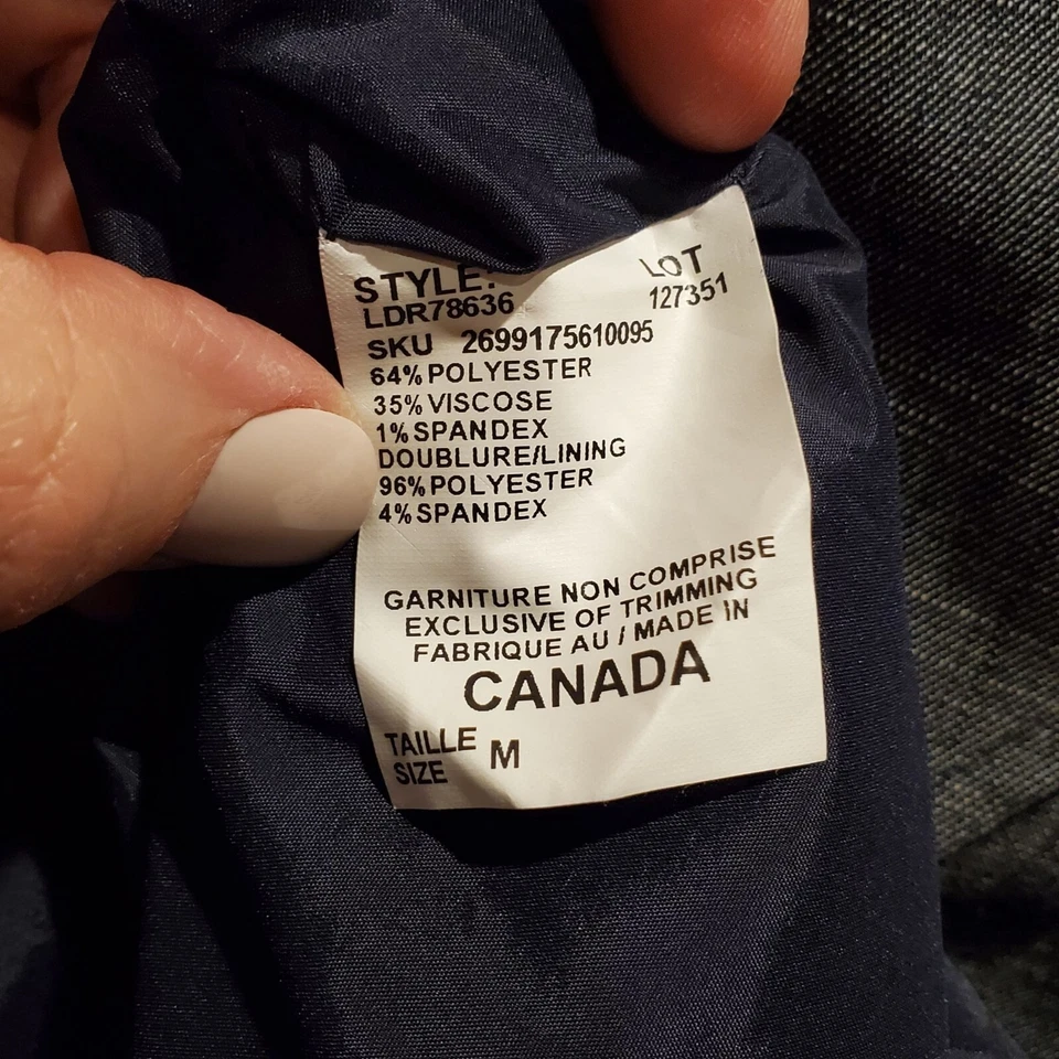 Vestido Le Chateau Sin Mangas Denim Azul Gris con Bolsillos y Cinturón Para Mujer Mediano Foto 4 de 4