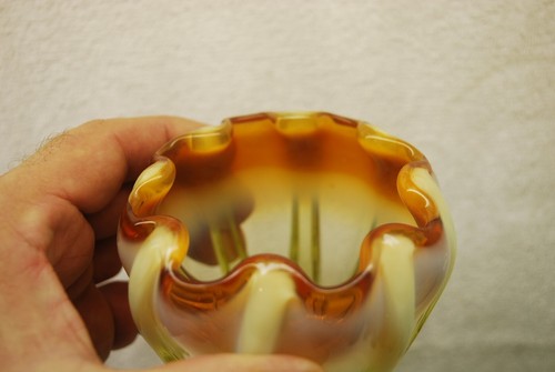 BEAUTIFUL VICTORIAN WEBB LEMONSCENT VASELINE OPALESCENT ROSE BOWL VASE C1900 - Picture 4 of 6