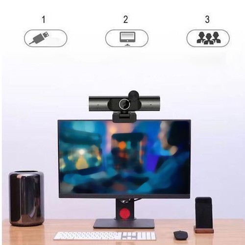 USB Webcam 2K 30fps Auto Focusing HiFi Speaker Noise Reduction Mic Plug and Play - Afbeelding 2 van 12