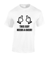 THIS GUY NEEDS A BEER MENS T SHIRT FUNNY JOKE GIFT FOR DAD HUSBAND PRESENT TOP