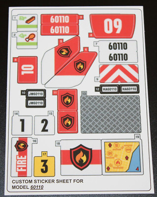 Custom Aufkleber für 60110 Replacement Sticker Sheet for Fire Feuerwehr