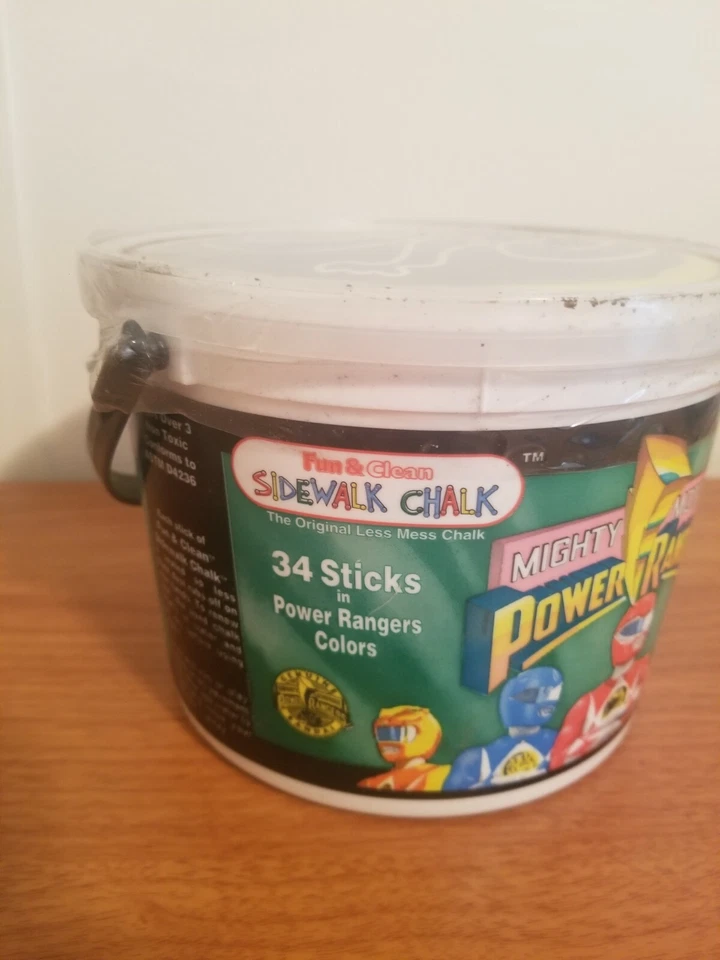 Juego de tiza sellada de colección Mighty Morphin Power Rangers cubo completo nuevo en caja Foto 3 de 4