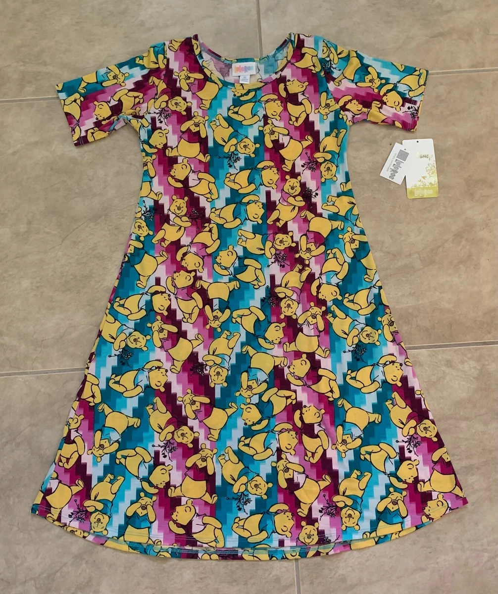 Disney Lularoe Winnie Pooh Purple Blue Dress NEW w/ Tag XS 12 Adeline