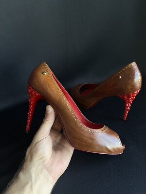 Just Cavalli Women's Heels Shoes Brown Leather Size 40 Excellent Condition