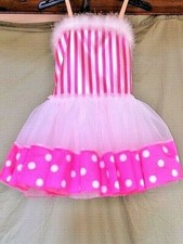 Bright Pink Polka Dots and Stripes Youth Dance Costume