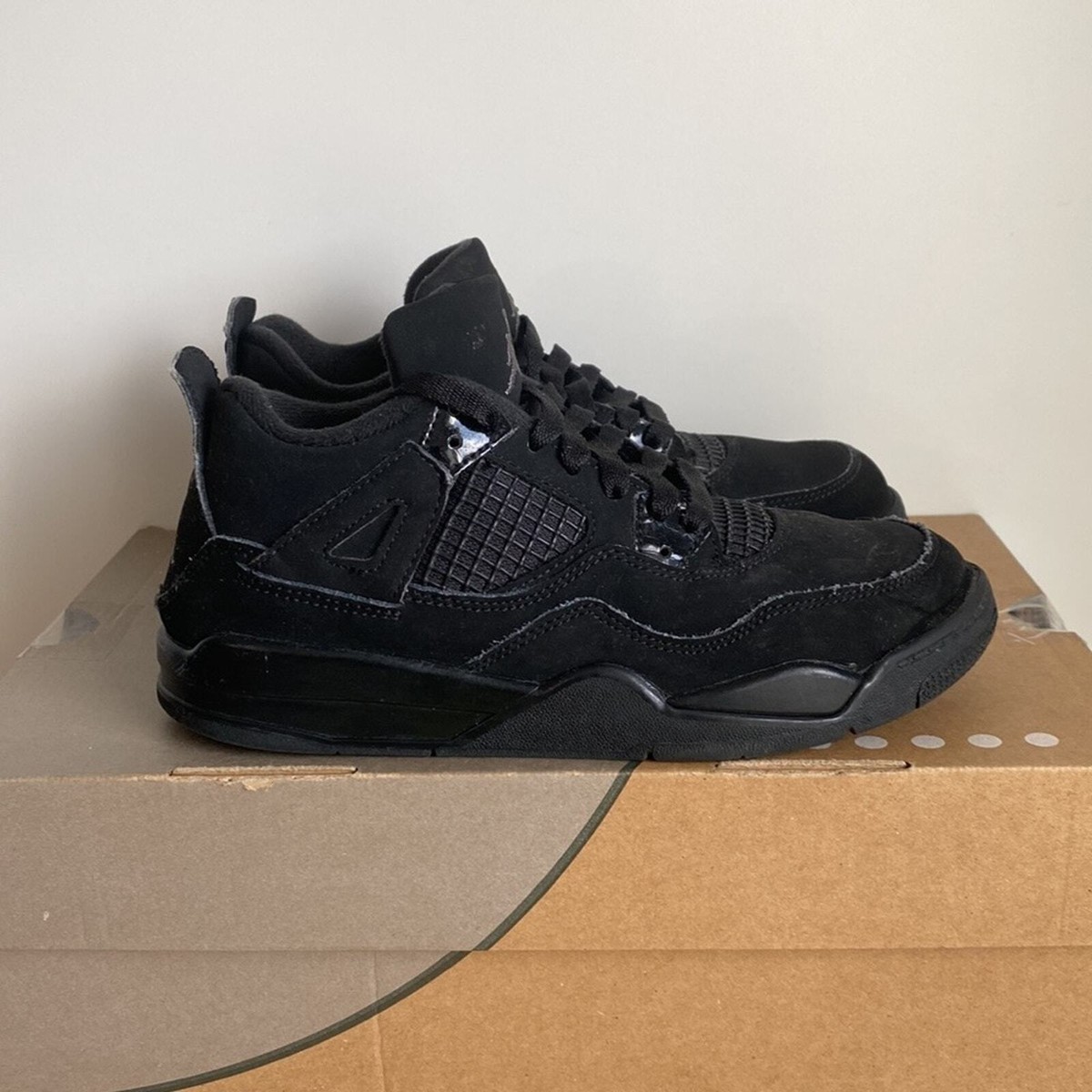 Nike Air Jordan 4 Retro 'Black Cat' Kids Sneakers BQ7669-010- SZ 3