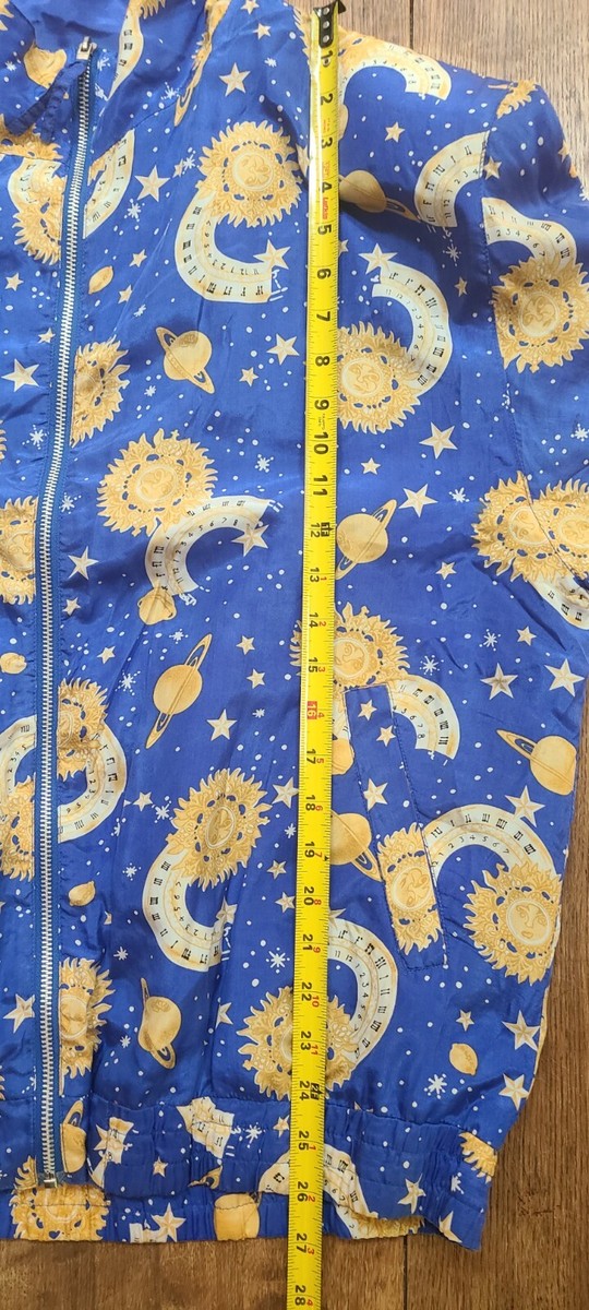 Vintage Silk Jacket Blue Celestial Planets Stars Sun Lavon Vintage Silk Jacket Blue Celestial Planets Stars Sun Lavon