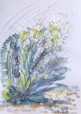 watercolor Blumen Orchideen  painting Malerei Zeichnung Bild Kunst Art Abstract 