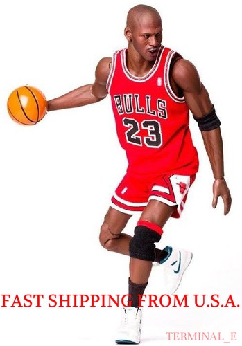 Personalizzato Michael Jordan 1/6 SCALA Rosso Chicago Bulls Jersey 23 per  il corpo Enterbay | eBay