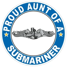 Proud Aunt of a Submariner Silver Dolphin Round Bumper Sticker Military Decal 5"