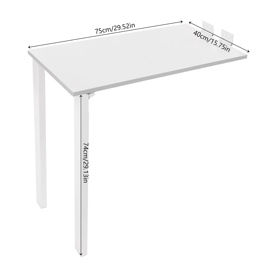 White Wall Mounted Folding Table Wood Folding Dining Table Folding Table - Image 2 of 4