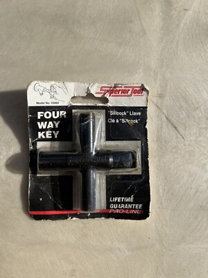 Superior Tool 03960 Steel 4-Way Key for Stopcocks, Sillcocks, and Valves